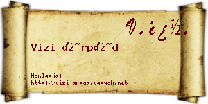 Vizi Árpád névjegykártya